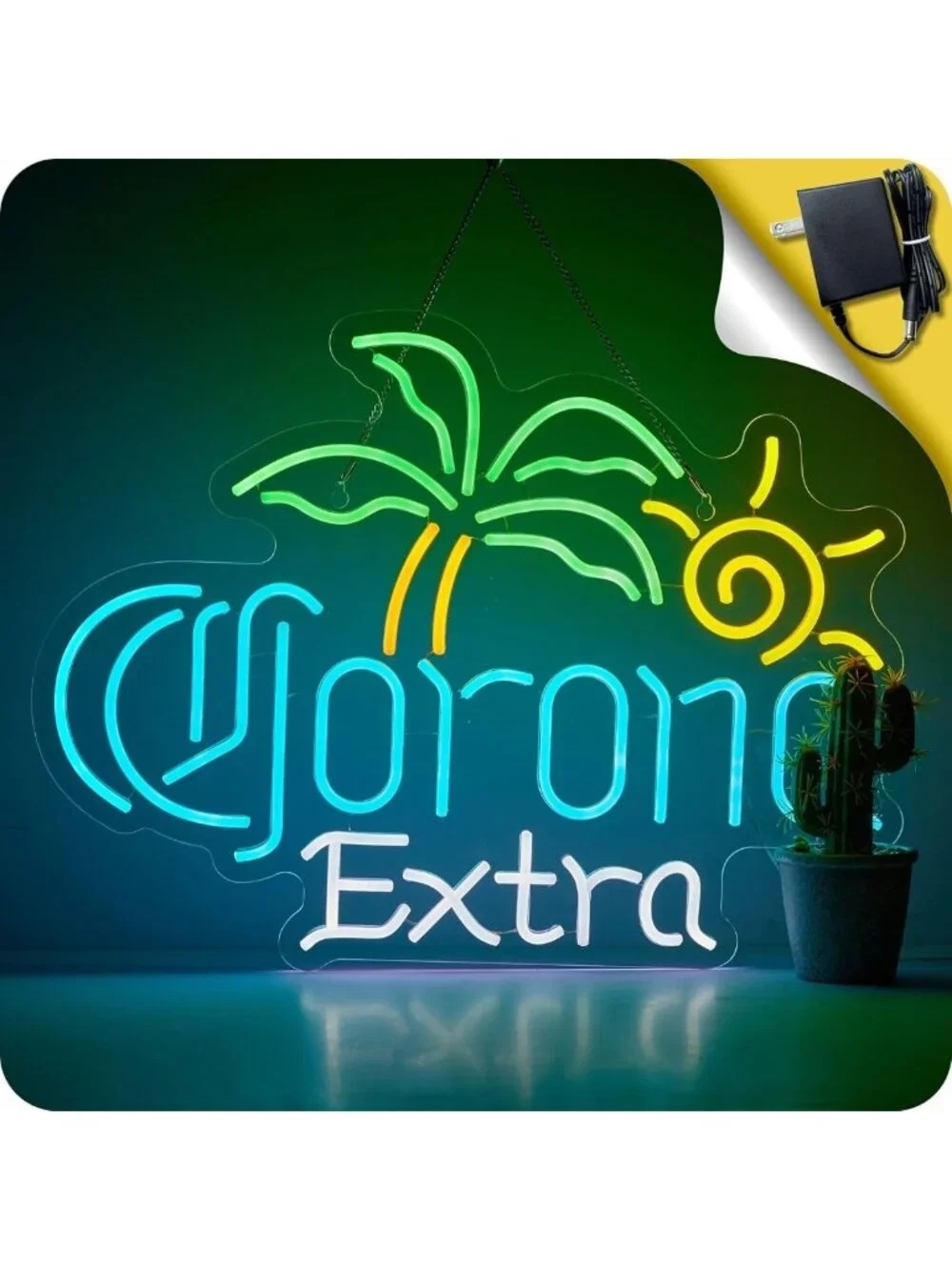 Large Palm Tree Neon Sign - Bright Beer Light for Man Cave, Bar, Pub, Party